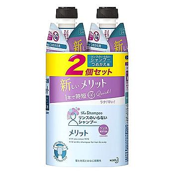 【メリット】リンスのいらないシャンプー 詰替え 340ml 2個組<6個セット(計12個)＞